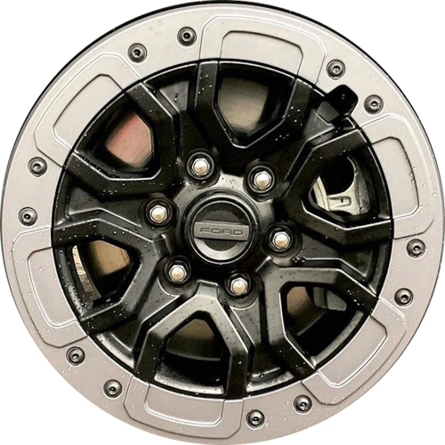 Ford Ranger powder coat black 17x8.5 aluminum wheels or rims. Hollander part number 10585 95850, OEM part number N1WJ1007G